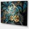 Designart - Symmetrical Blue Gold Fractal Flower - Abstract Print On Canvas